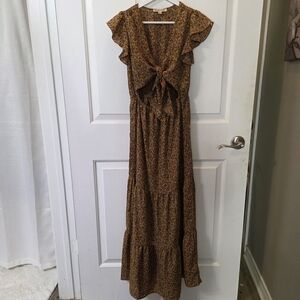 Inspired Hearts Floral Maxi Dress with Cut-out Detail